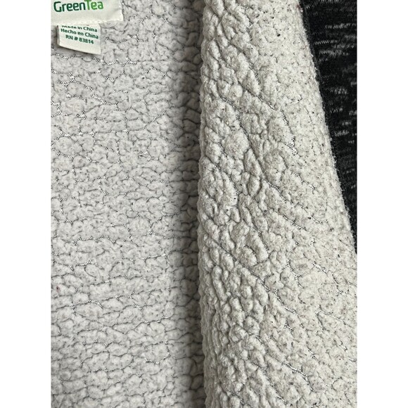 GREEN TEA WARM COZY LINED HEATHER BLACK OPEN FRONT WATERFALL COATIGAN SIZE XL - Picture 5 of 6